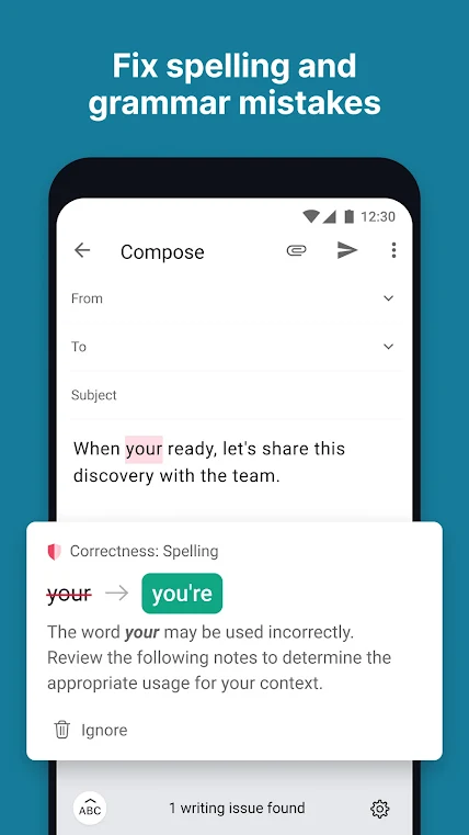 Grammarly Premium APK v2.40.38316 (Fix Spelling Mistakes, Plagrism Checker)